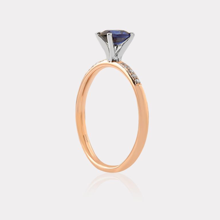 0,07 Ct. Diamond Ring Sapphire Gemstone