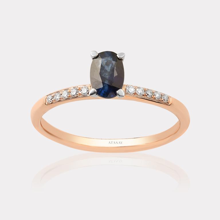 0,07 Ct. Diamond Ring Sapphire Gemstone
