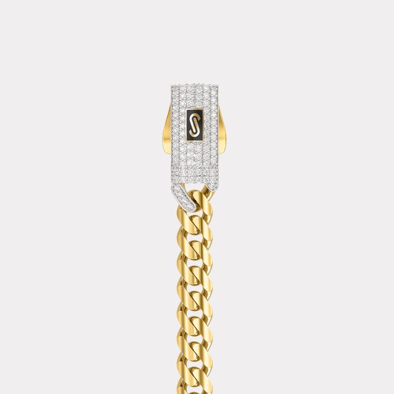 Monaco Chain Sarı Altın Bileklik Taşlı Kilit - 6.50 mm