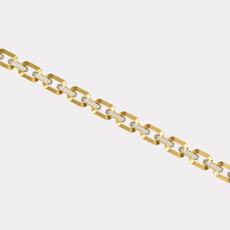 Monaco Chain Sarı Altın Taşlı Bileklik