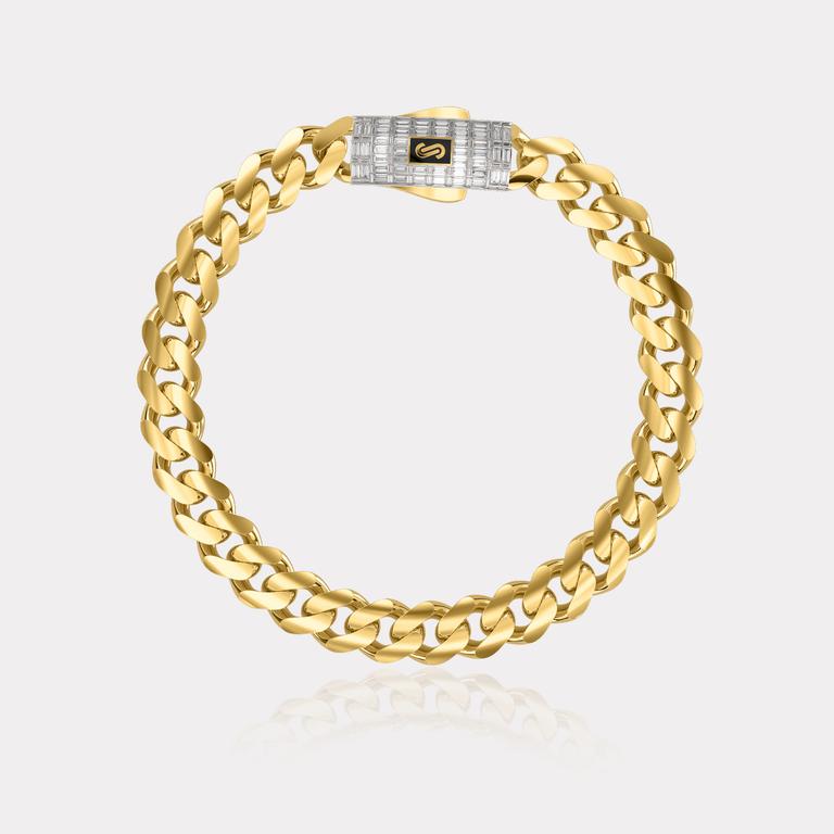 Monaco Chain Sarı Altın Bileklik Baget Kilit - 13,50 mm