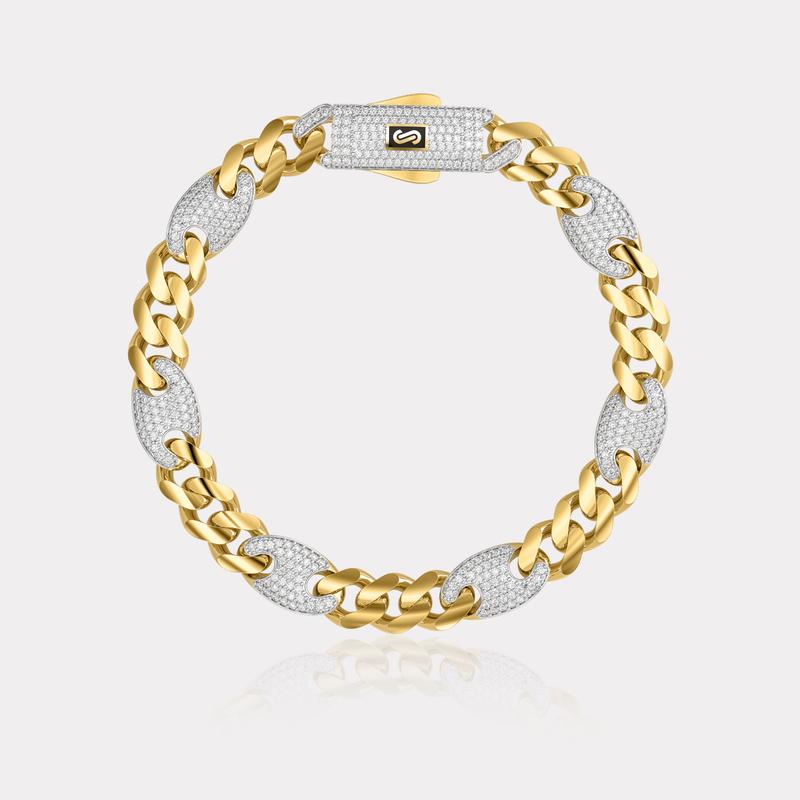 Monaco Chain Sarı Altın Taşlı Bileklik