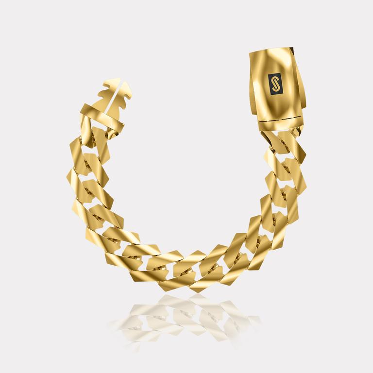 Monaco Chain Sarı Altın Bileklik - 13,00 mm
