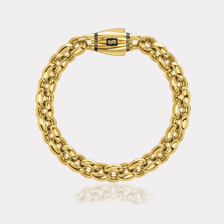 Monaco Chain Sarı Altın Bileklik - 8,00 mm