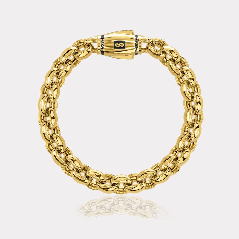 Monaco Chain Sarı Altın Bileklik - 8,00 mm