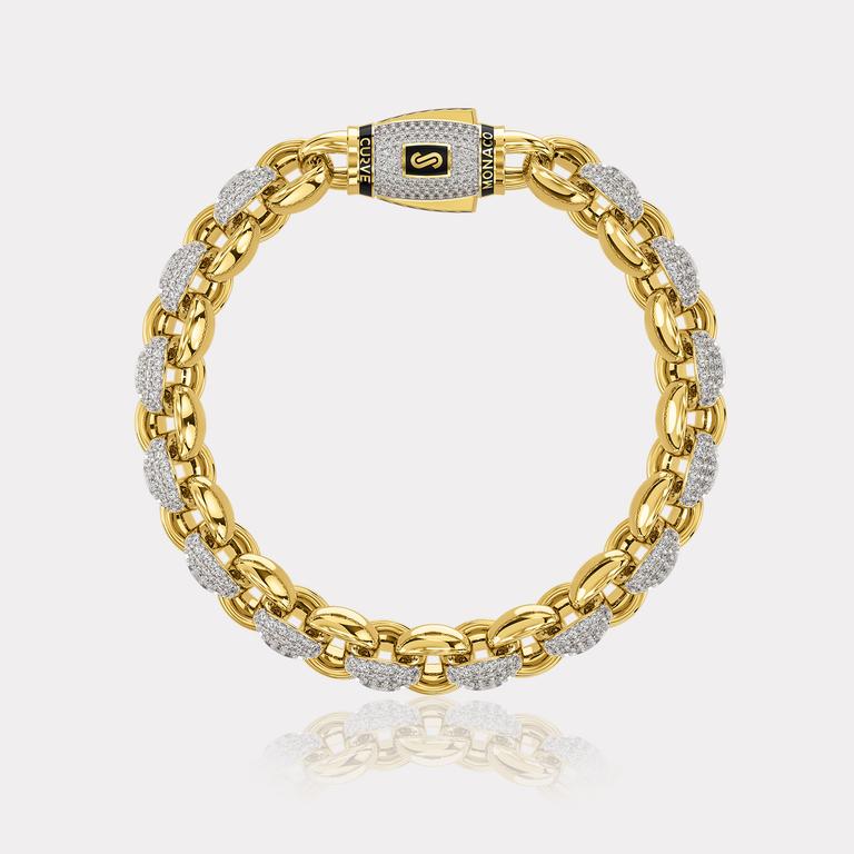 Monaco Chain Sarı Altın Taşlı Bileklik - 8,00 mm