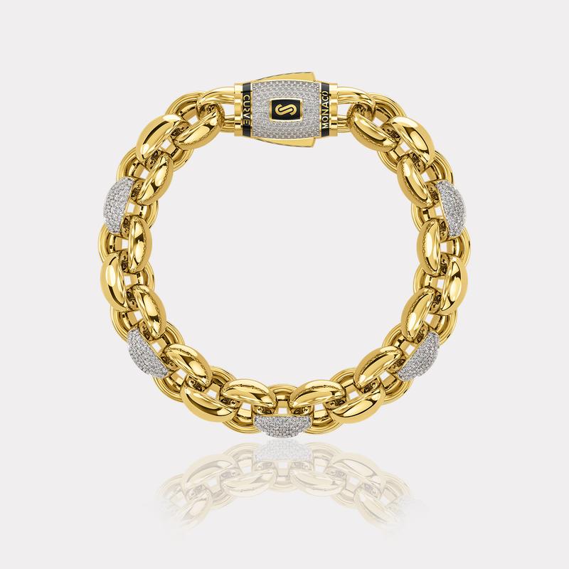 Monaco Chain Sarı Altın Taşlı Bileklik - 10,00 mm