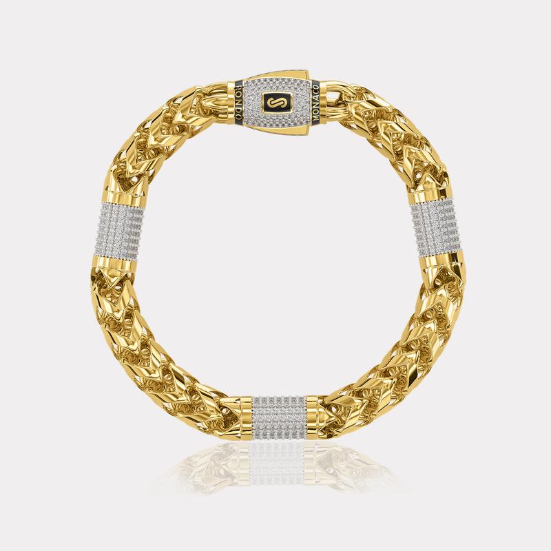 Monaco Chain Sarı Altın Bileklik Taşlı Kilit - 8,00 mm