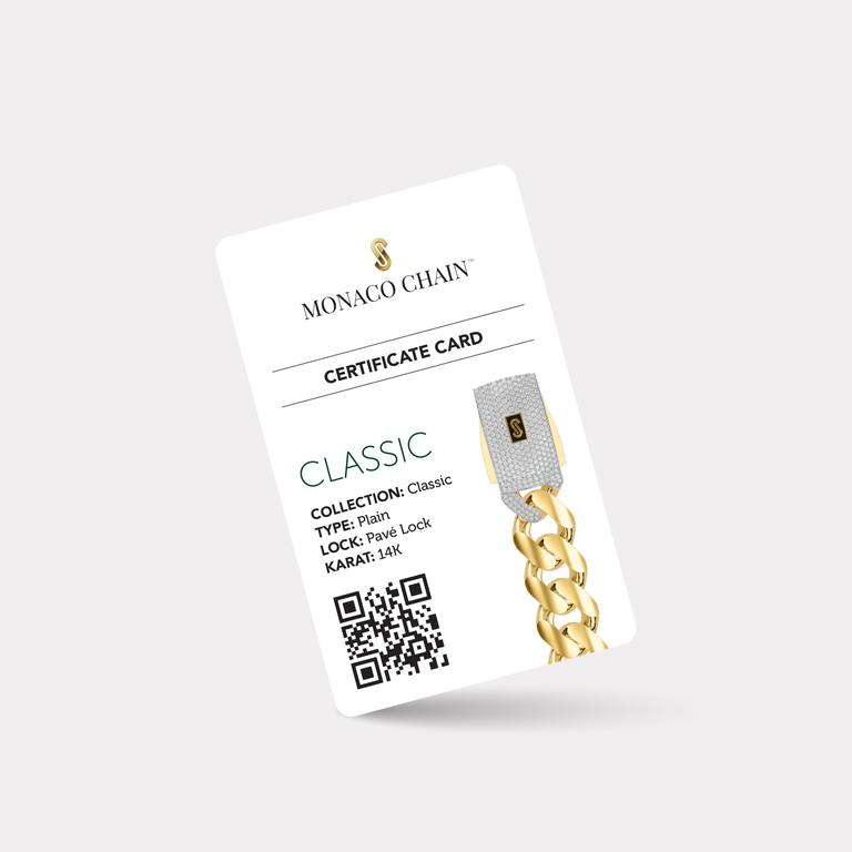 Monaco Chain Sarı Altın Bileklik Taşlı Kilit - 15,50 mm