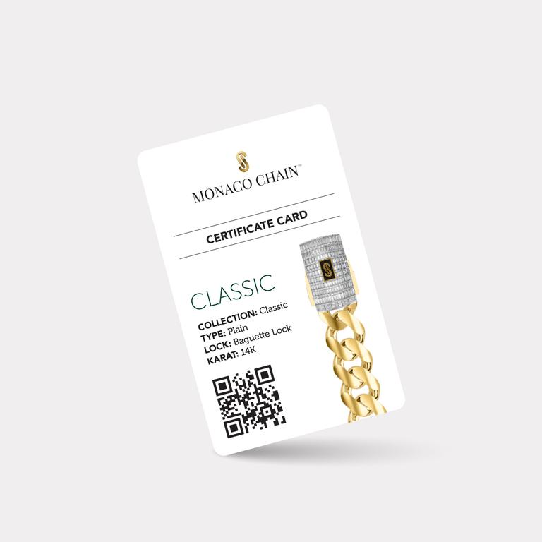 Monaco Chain Sarı Altın Bileklik Baget Kilit - 8.00 mm