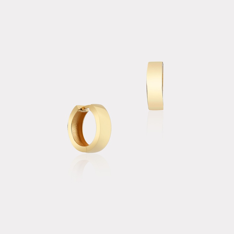 Sarı Altın Halka Küpe - Çap 1.4 cm