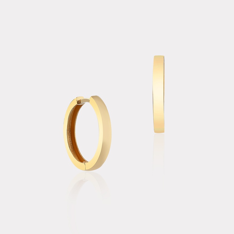 Sarı Altın Halka Küpe - Çap 1.8 cm