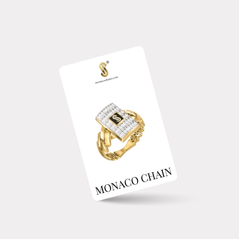 Monaco Chain Sarı Altın Baget Taşlı Yüzük
