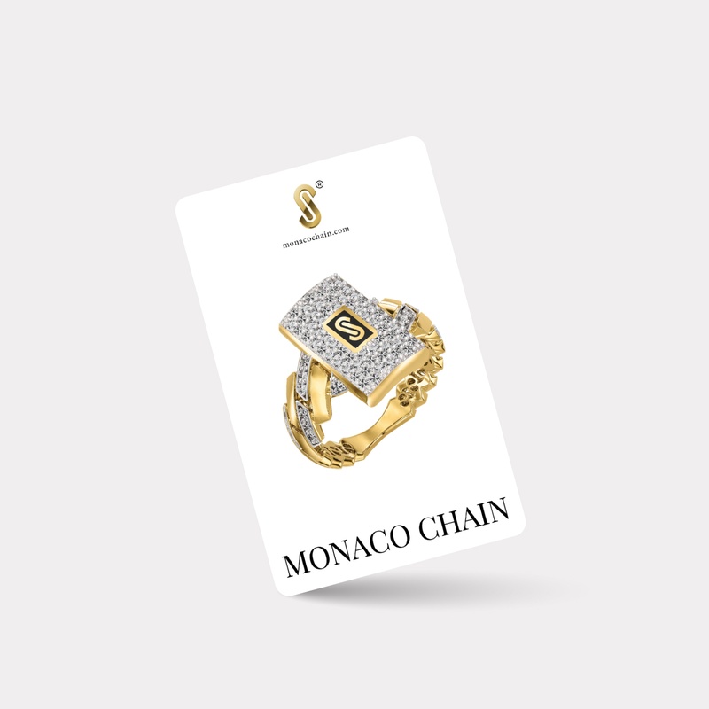 Monaco Chain Sarı Altın Taşlı Yüzük