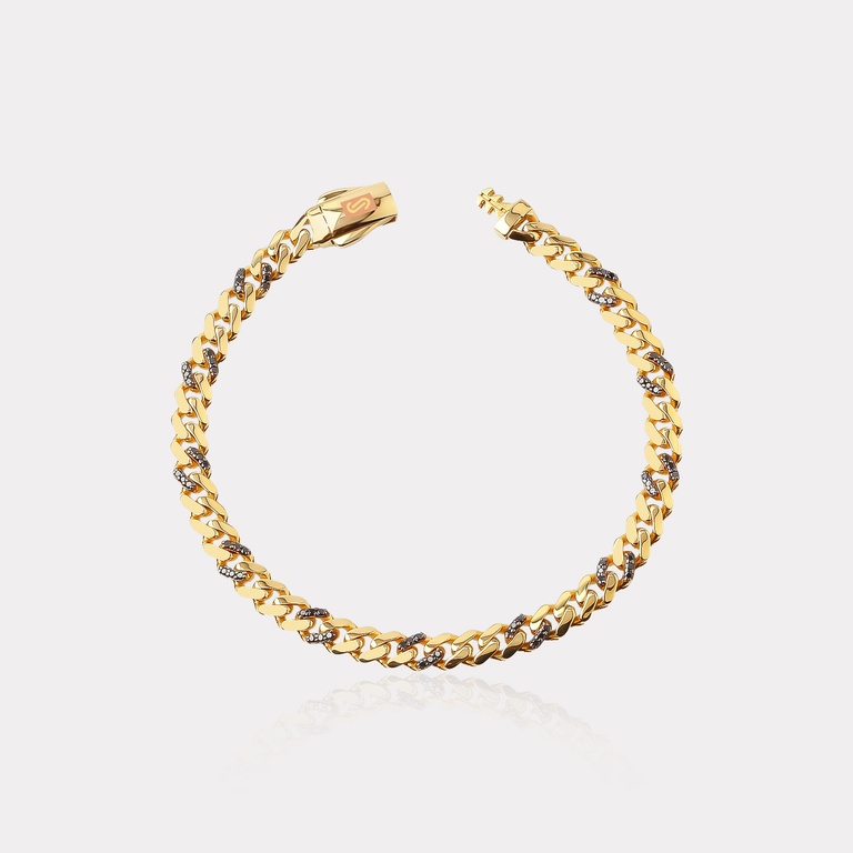 0,41 Ct. Pırlanta Monaco Chain Sarı Altın Bileklik
