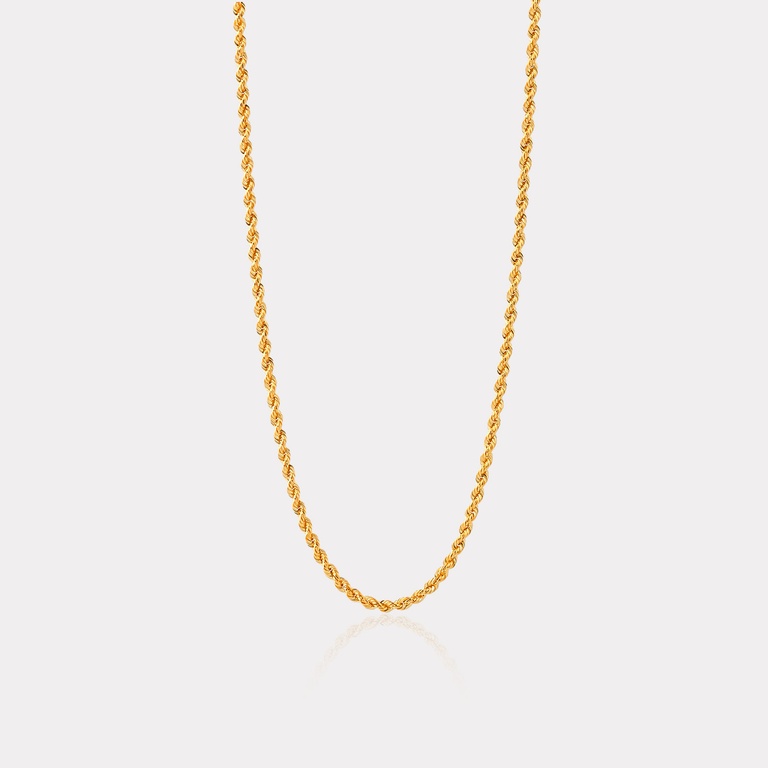 Sarı Altın Burma Halat Zincir Kolye - 55 cm