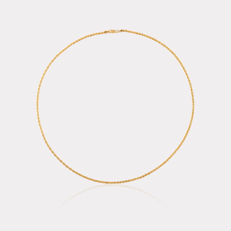 Sarı Altın Burma Halat Zincir Kolye - 55 cm
