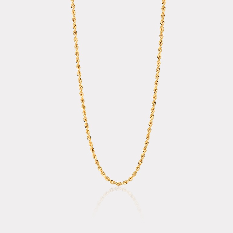 Sarı Altın Burma Halat Zincir Kolye - 60 cm